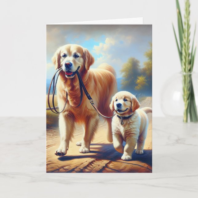 Cartão Cães Golden Retriever da amizade (Frente)