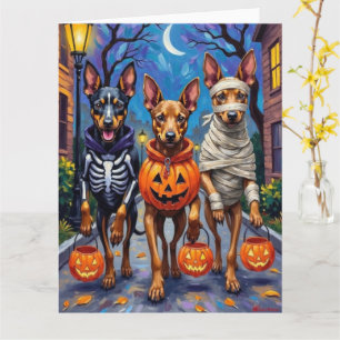 Cartão Cães Malinois Belgas Trick-or-Tratating Halloween