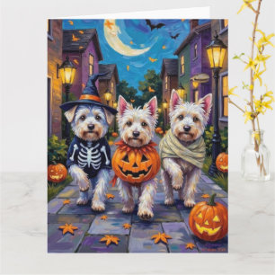 Cartão Cães Malteses Fantasiando Fantasias de Halloween