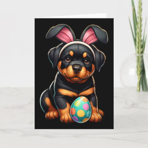 Cartão Cães Rottweiler de Páscoa Amantes de Coelhos Ovos