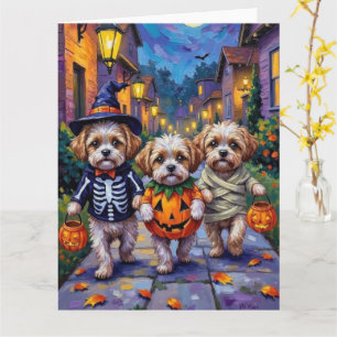 Cartão Cães Shih Tzu com Fantasias de Halloween