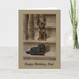 Cartão Cães Vintage sentados no aniversário de um Pai de