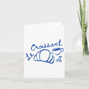 Cartão Café & Croissant French Retro Graphic Vintag