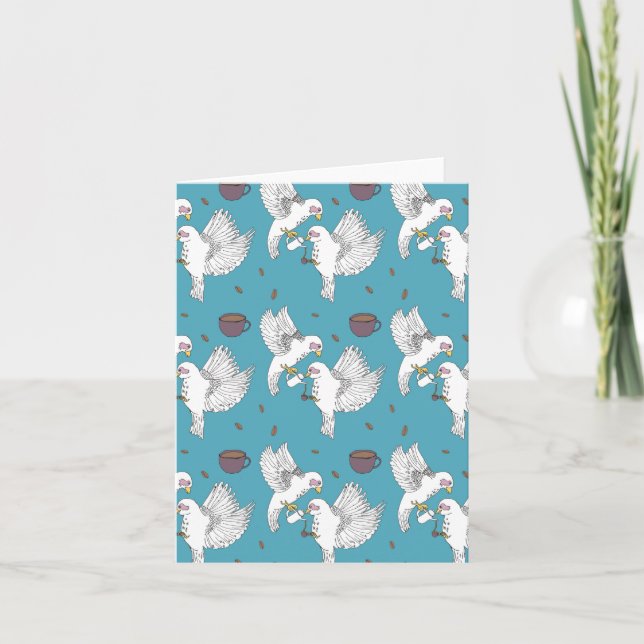 Cartão Café Bebendo de aves (Frente)