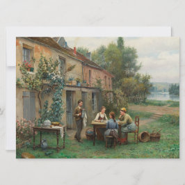 Cartão Café bebendo no Jardim (Paisagem Francesa)