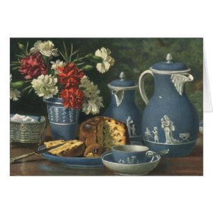 Cartão Café, Bolo, Chá e Flores da Tarde Vintage