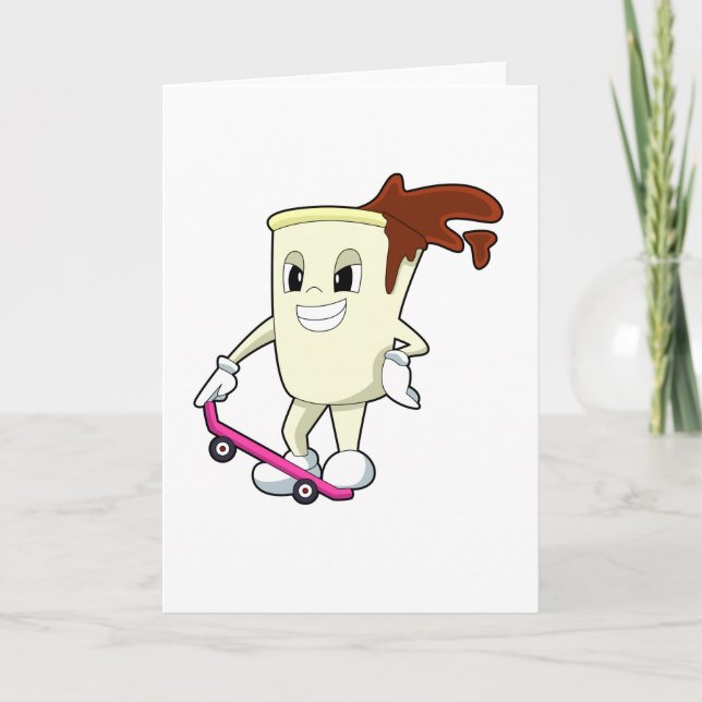 Cartão Café como Skater com Skateboard (Frente)