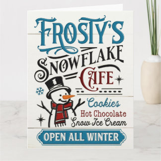 Cartão Café da Floco de Neve do Frosty Antigo