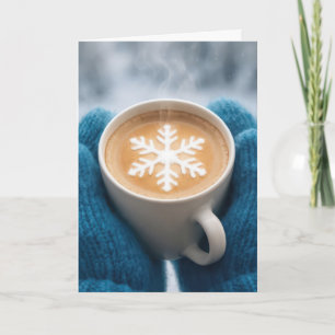 Cartão Café de Aniversário Com Luvas e Floco de Neve
