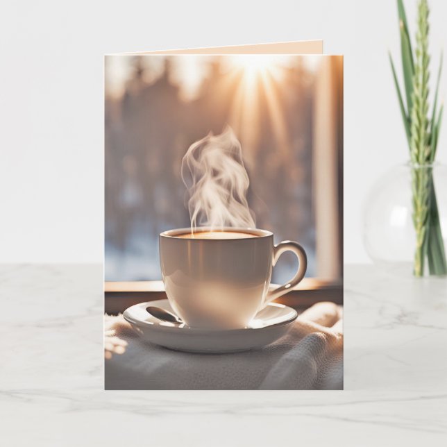 Cartão Café De Aniversário Por Janela De Inverno (Frente)