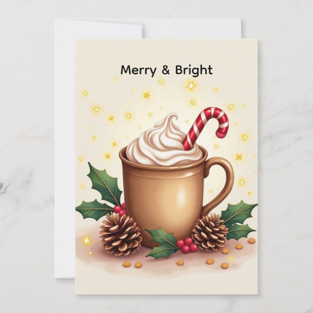 Cartão Café de Natal Alegre e Brilhante (Frente)