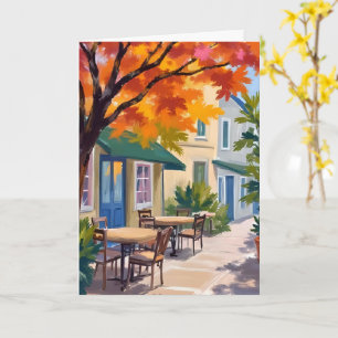 Cartão Café de Outono Aquarela Folhagem de Outono