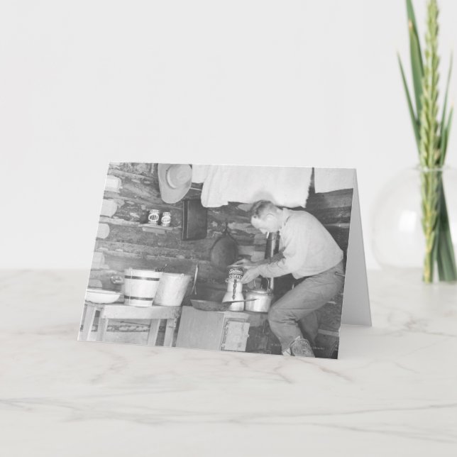 Cartão Café do fazer do vaqueiro dentro do bunkhouse (Frente)