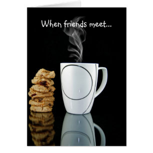 Cartão Café e cookies em preto espelhado