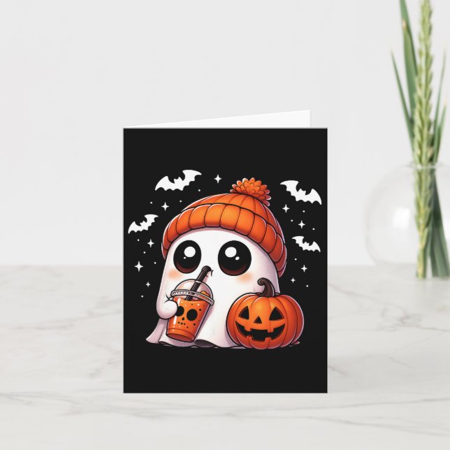 Cartão Café Ghost Cujo Café Lover Halloween Ghost Pumpkin (Frente)