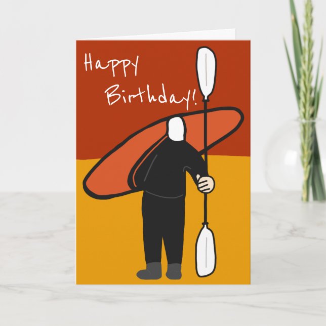 Cartão Caiaque legal e pá vermelhos e alaranjados do (Frente)