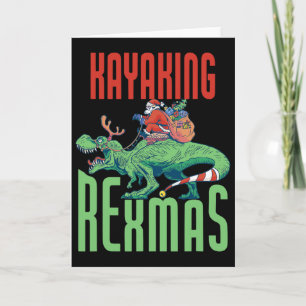 Cartão Caiaque Rexmas T-rex Dinossauro Natal Férias K