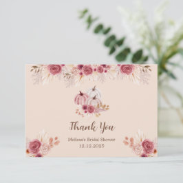 Cartão Cair de Amor Boho Rosa Abóbora Chá de Noiva