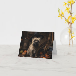 Cartão Cairn Terrier Abóboras Halloween Assustador