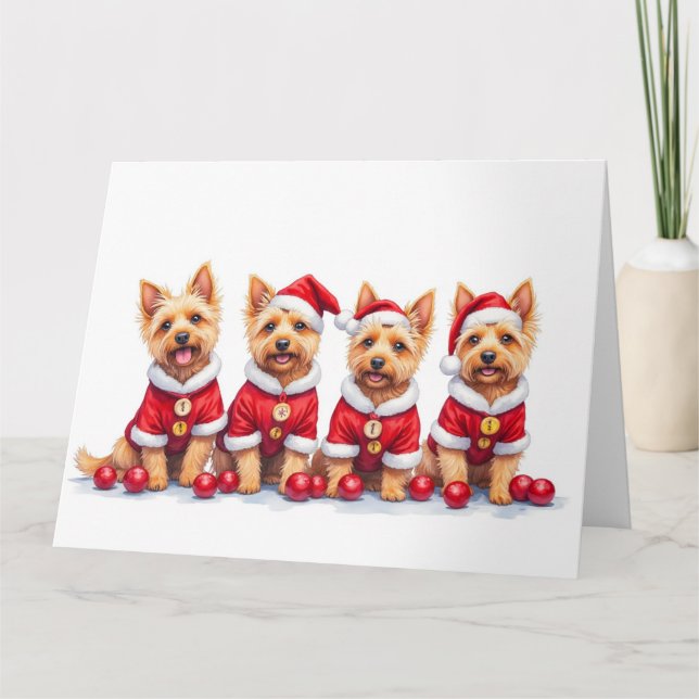 Cartão Cairn Terrier Christmas Dress Santa Hat (Frente)