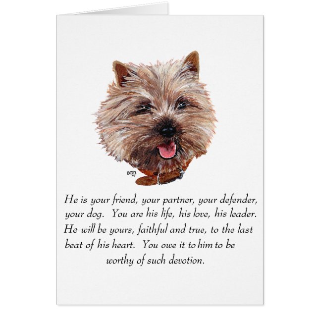 Cartão Cairn Terrier de Lembrança - Macho (Frente)