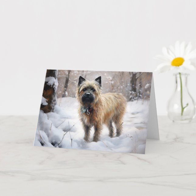 Cartão Cairn Terrier Deixe Nevar Natal (Planta pequena)