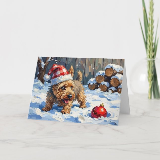 Cartão Cairn Terrier Espirituoso Cavando para o Natal T (Frente)