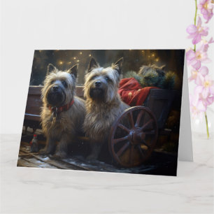 Cartão Cairn Terrier Nevado Trineo de Natal Decoração 
