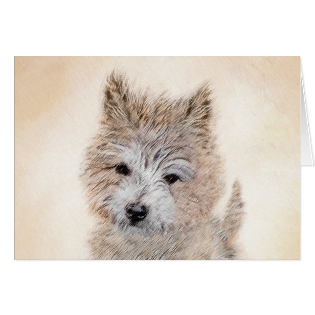 Cartão Cairn Terrier Puppy Painting - Arte Original De Cã (Frente Horizontal)