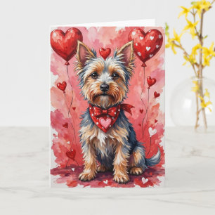 Cartão Cairn Terrier Valentine Cachorro Sentado com Coraç