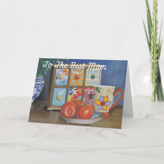 Cartão Caixa de chá da placa de dia de as mães (Frente)