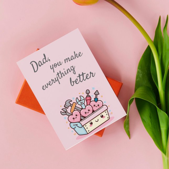 Cartão Caixa de Ferramentas Kawaii Fofa Dia dos Pais (Criador carregado)