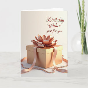 Cartão Caixa de Presente de Aniversário Dourada Carta