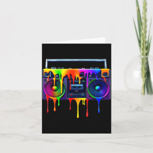 Cartão Caixa de Som Pintura Dripng Divertida Música Antig