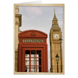 Cartão Caixa de telefone e torre de Big Ben