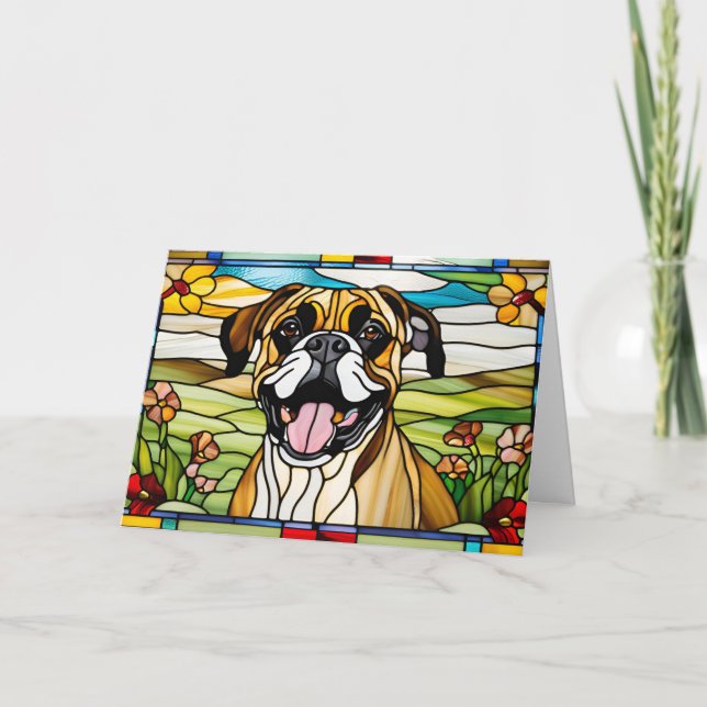 Cartão Caixa de Vidro Colorido com Boxer Fofo (Frente)