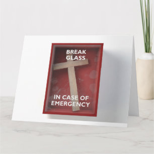 Cartão Caixa Vermelha de Emergência com Crucifixo
