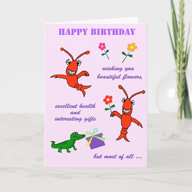 Cartão Cajun Crawfish Happy Birday (Frente)