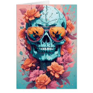 Cartão Calavera Floral Colorida
