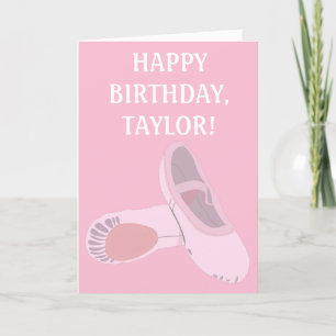 Cartão Calçados cor-de-rosa personalizados no aniversário