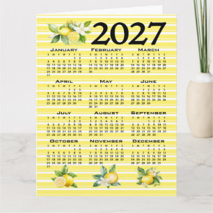 Cartão Calendário 2027 Estilo Italiano Limões Listras Ama