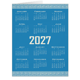 Cartão Calendário 2027, Fretwork Grego, Cosmic Latte em A