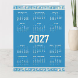 Cartão Calendário 2027, Fretwork Grego, Cosmic Latte em A