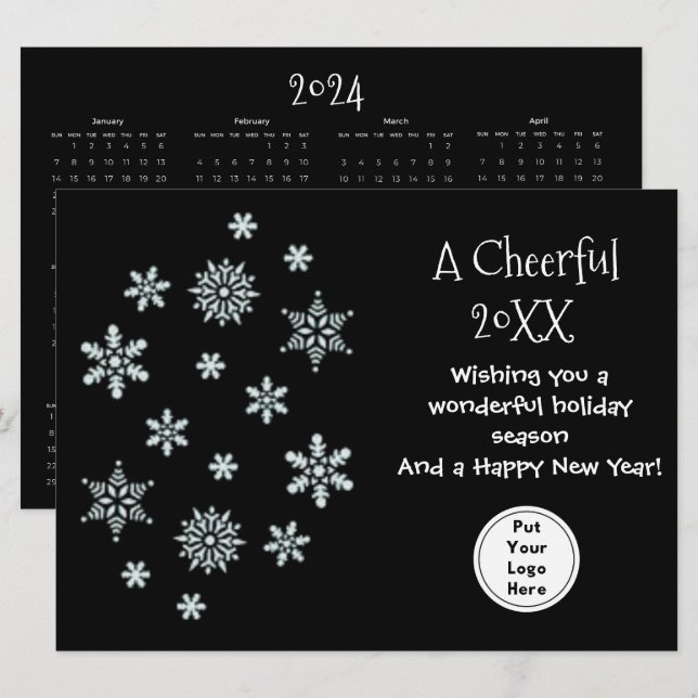 Cartão Calendário Corporativo de Negócios Simples Saudaçã (Frente/Verso)