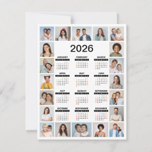 Cartão Calendário de 20 Fotos em Colagem - Visão Geral do