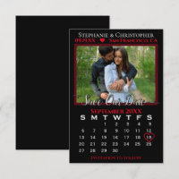 Calendário de Fotografia Casamento Preto e Vermelh