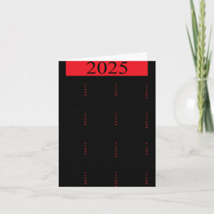 Cartão Calendário Gráfico de Ano Novo 2025 Com Feriados E