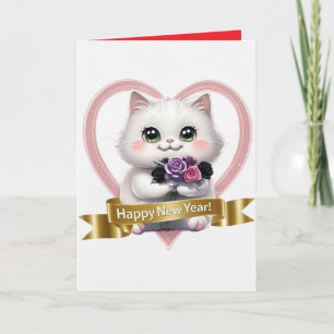 Cartão Calendário Personalizado de Gatinho Branco Fofo 20
