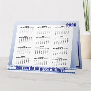 Cartão Calendário Simples e Fofo 2025 Carta Dobrada