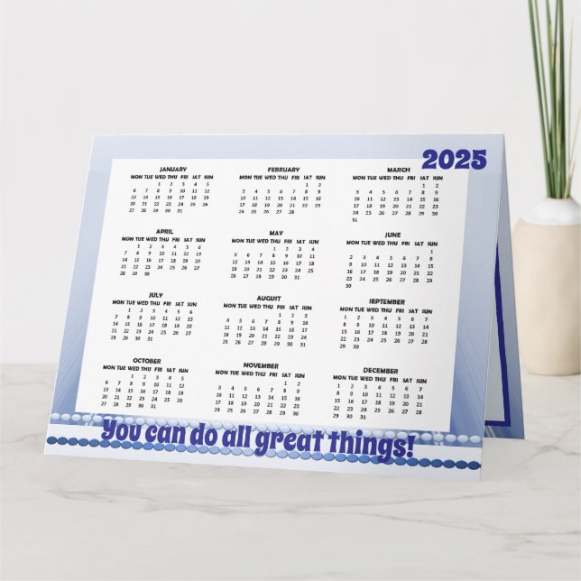 Cartão Calendário Simples e Fofo 2025 Carta Dobrada (Frente)